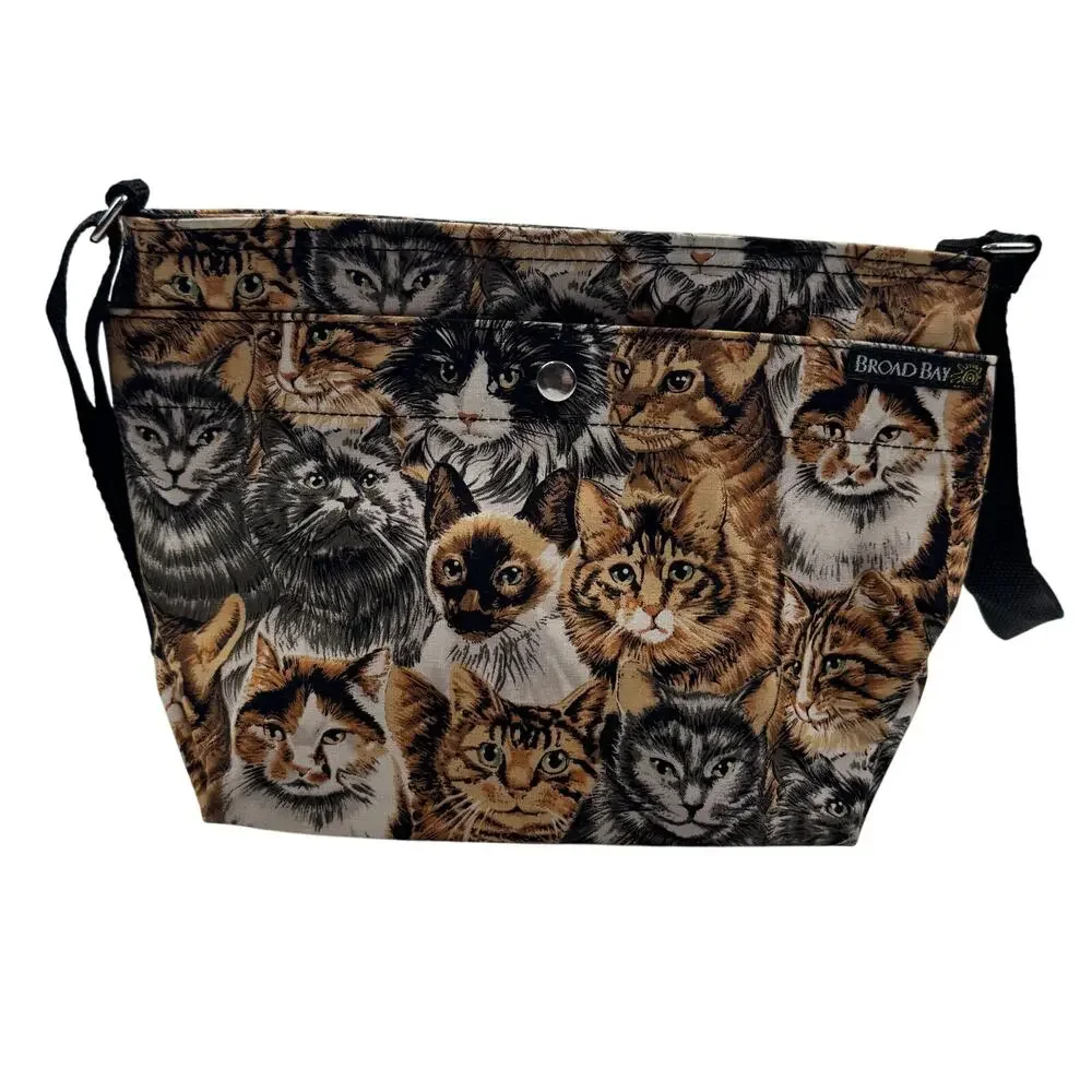 Broad Bay Cat Feline Faces Whimsical Canvas Crossbody Bag